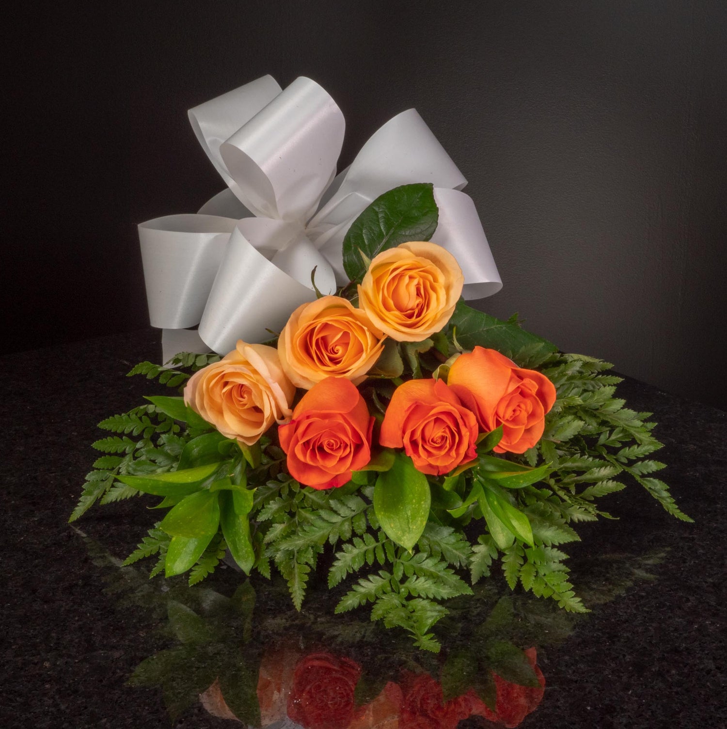 Orange Peach Roses 6 Roses / Hand-Tied / Basic