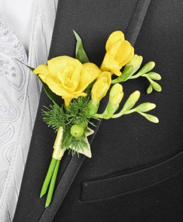 Yellow Freesia Boutonniere