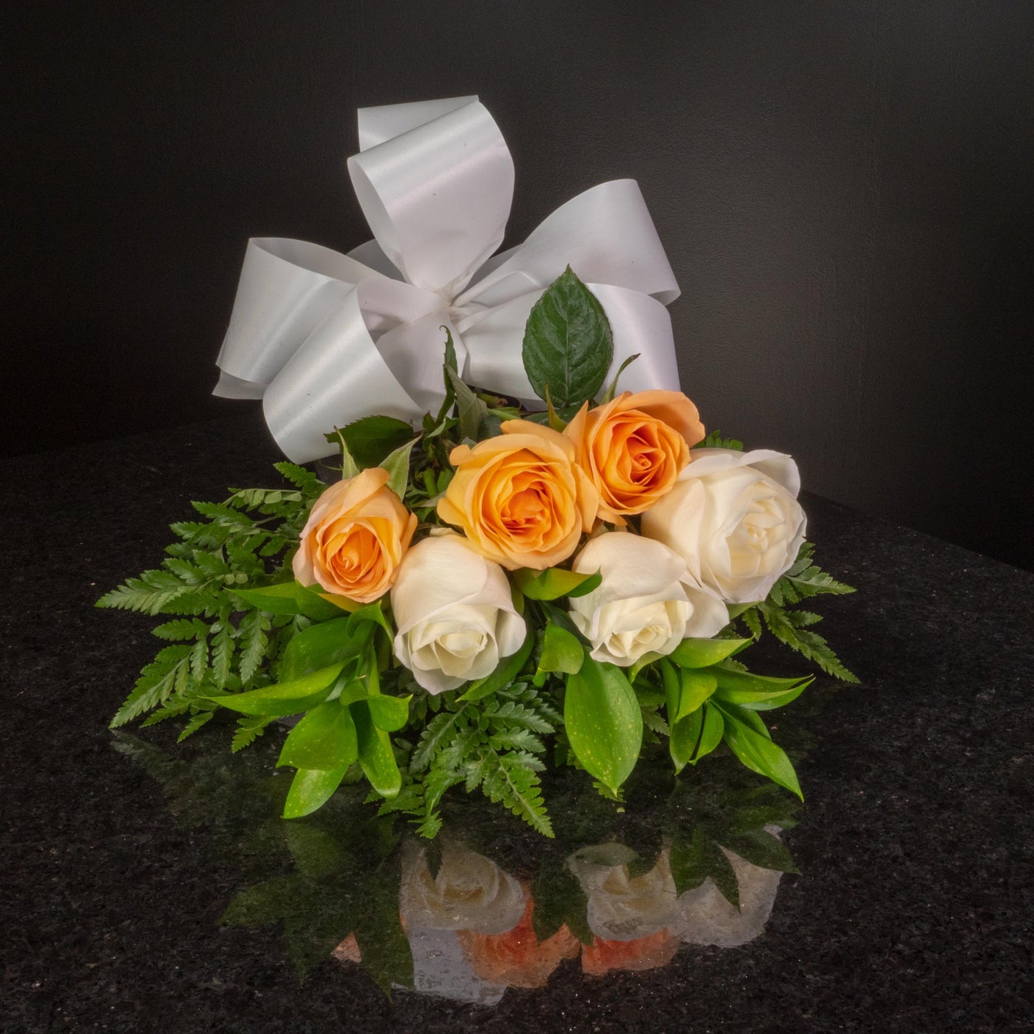 White Peach Roses 6 Roses / Hand-Tied / Basic